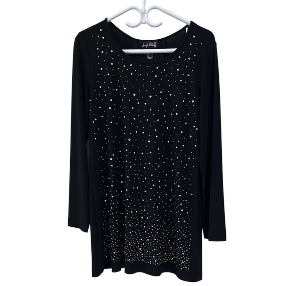 NWT:  Joseph Ripkoff Black Top with Studded Design & cross tie with lace back - Picture 3 of 14